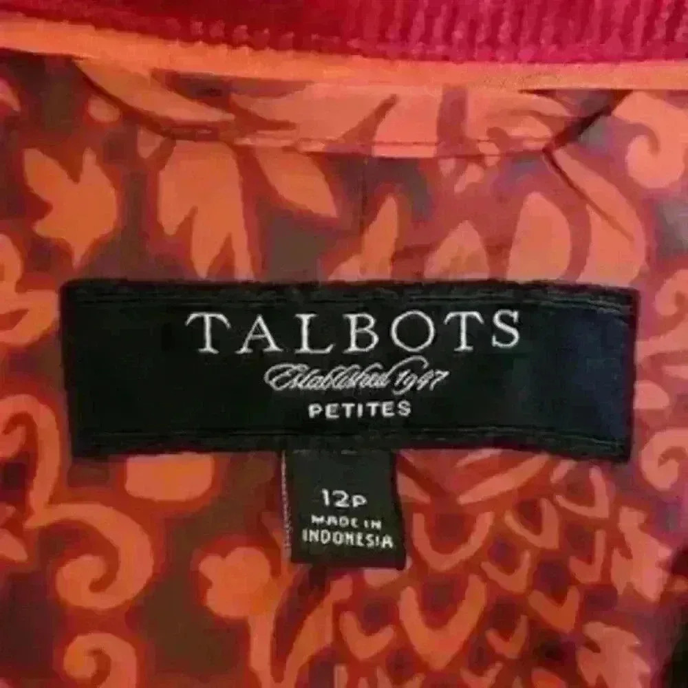 Talbots Red Corduroy Blazer 4 Button Faux Pocket Womens Jacket Size 12 Petite‎ - Picture 4 of 6